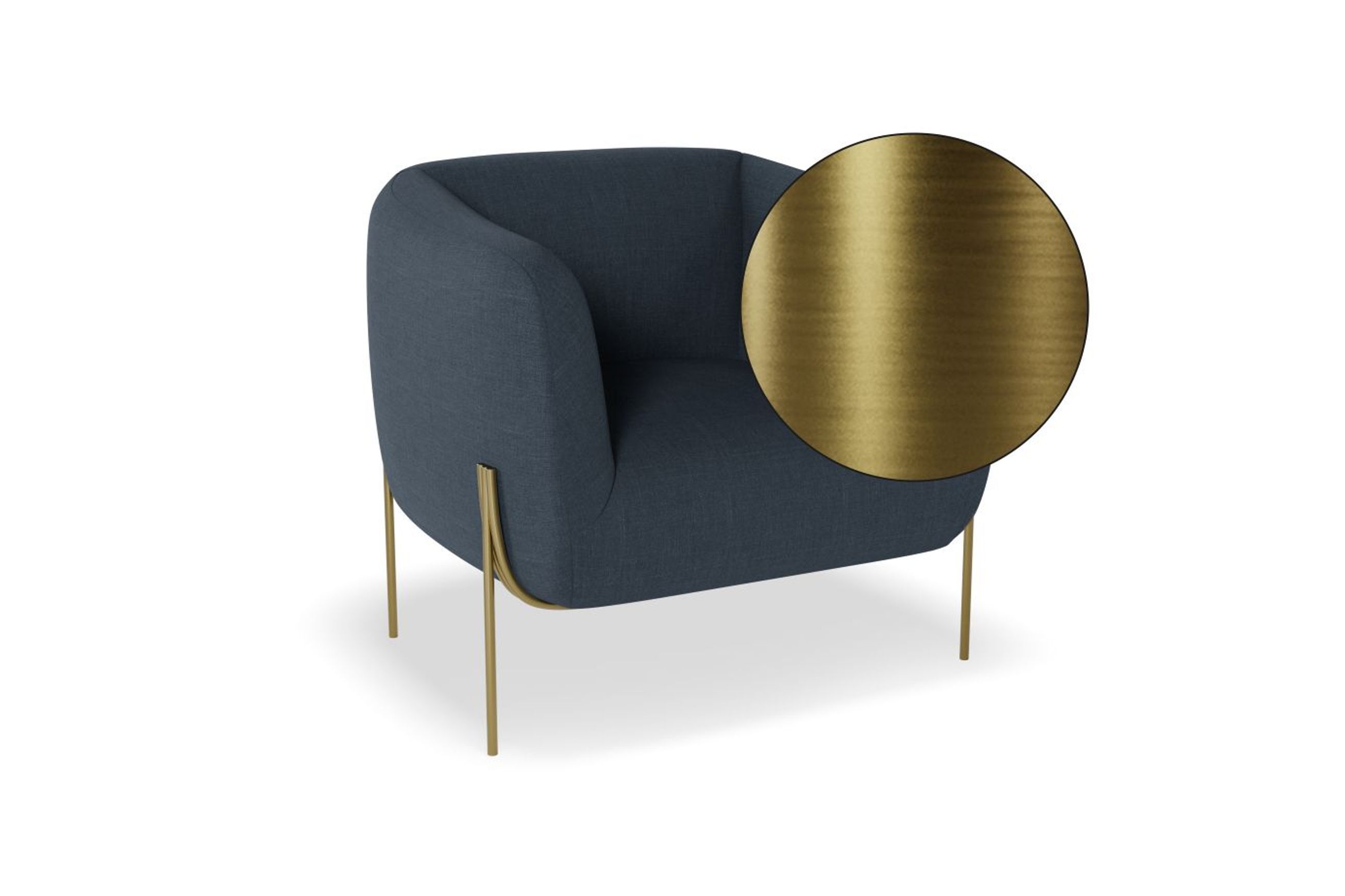 Belle Lounge Chair - Midnight Blue - Matt Black Legs