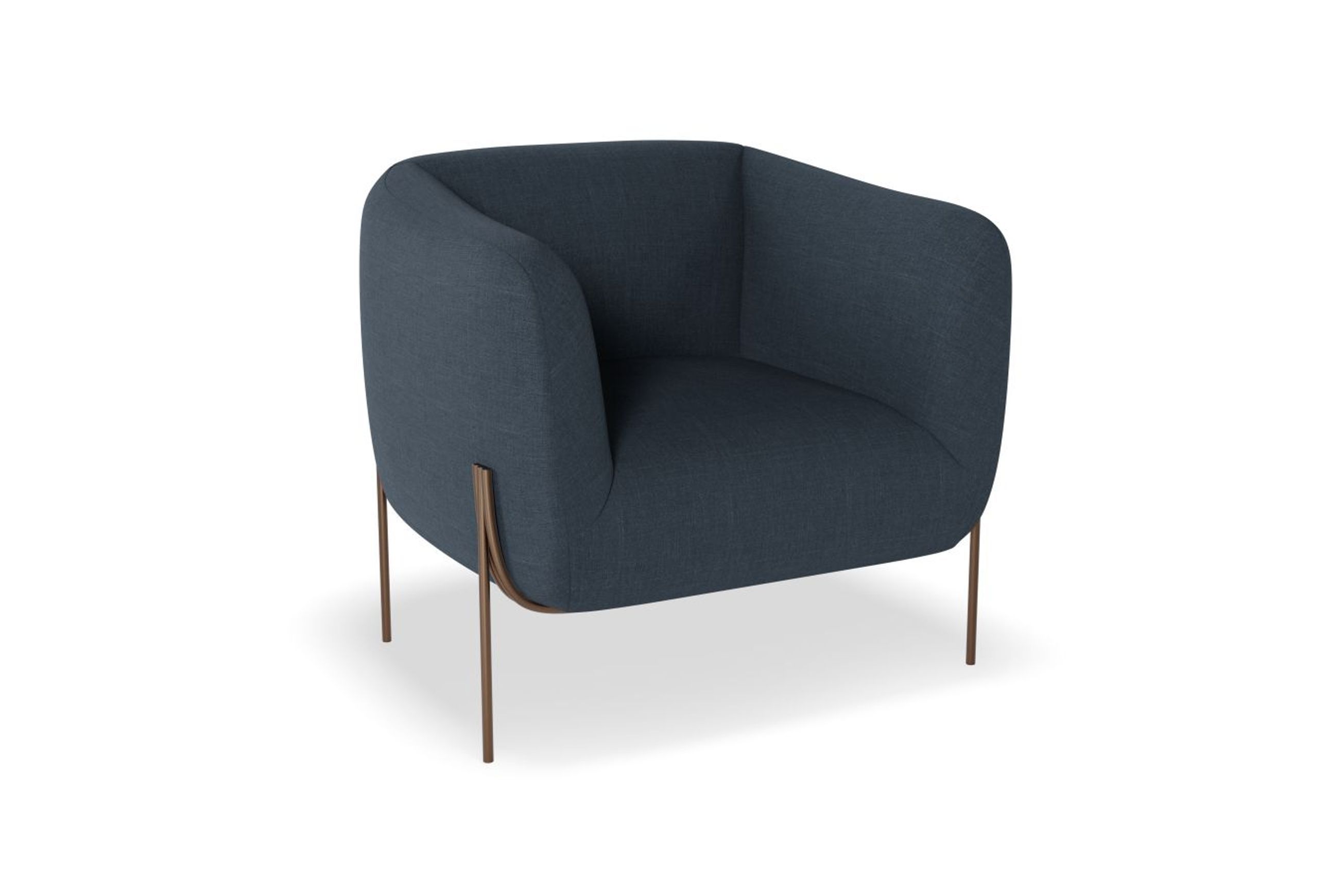 Belle Lounge Chair-Midnight Blue Brushed Matt Gold Legs