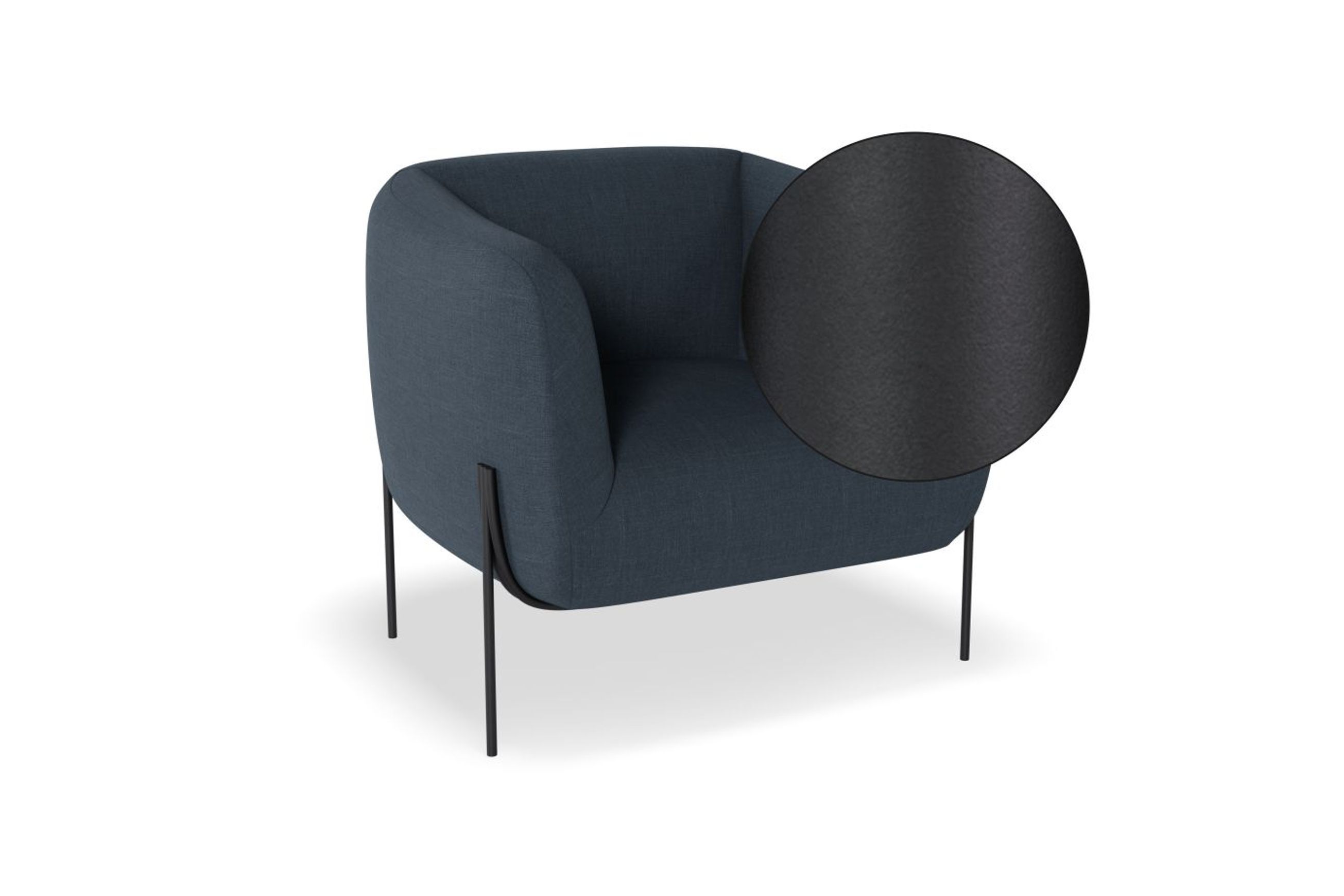 Belle Lounge Chair -Midnight Blue w Brushed Matt Bronze