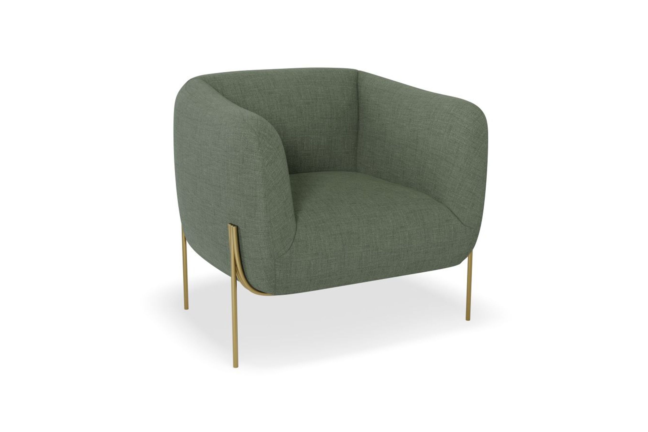 Belle Lounge Chair - Kelp Green -Brushed Matt Gold Legs