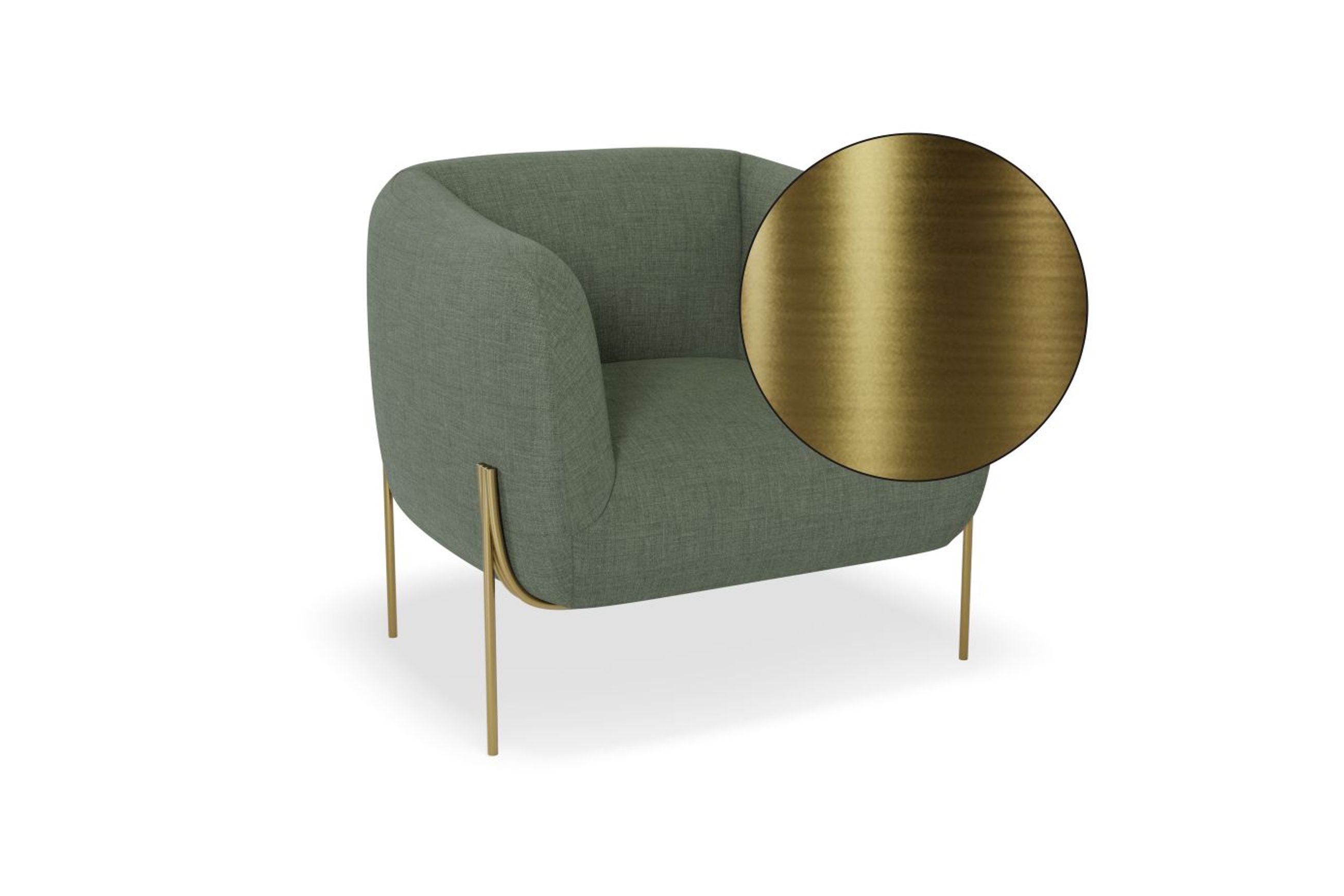 Belle Lounge Chair - Kelp Green -Brushed Matt Gold Legs