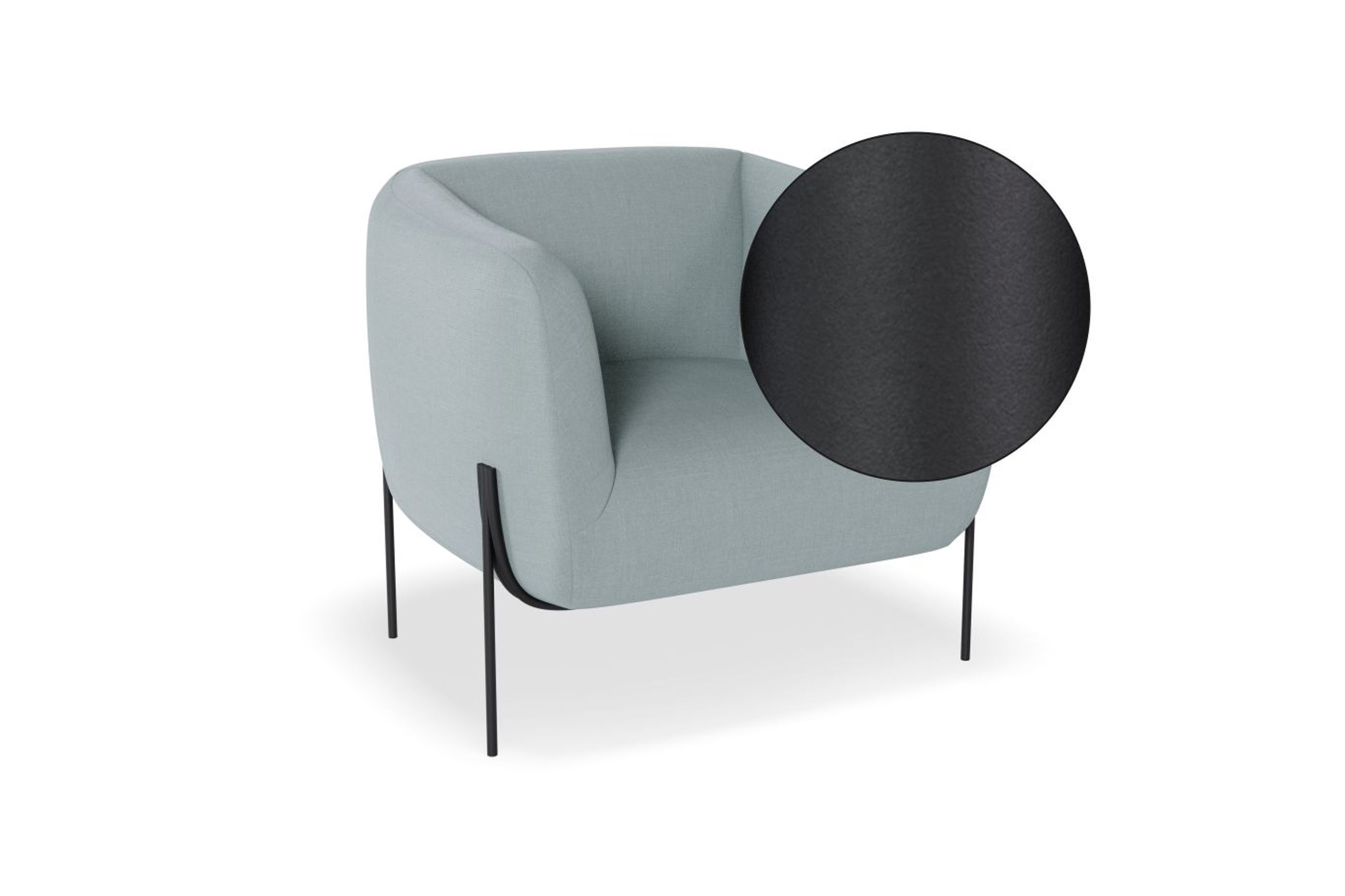 Belle Lounge Chair - Sky Blue - Matt Black Legs
