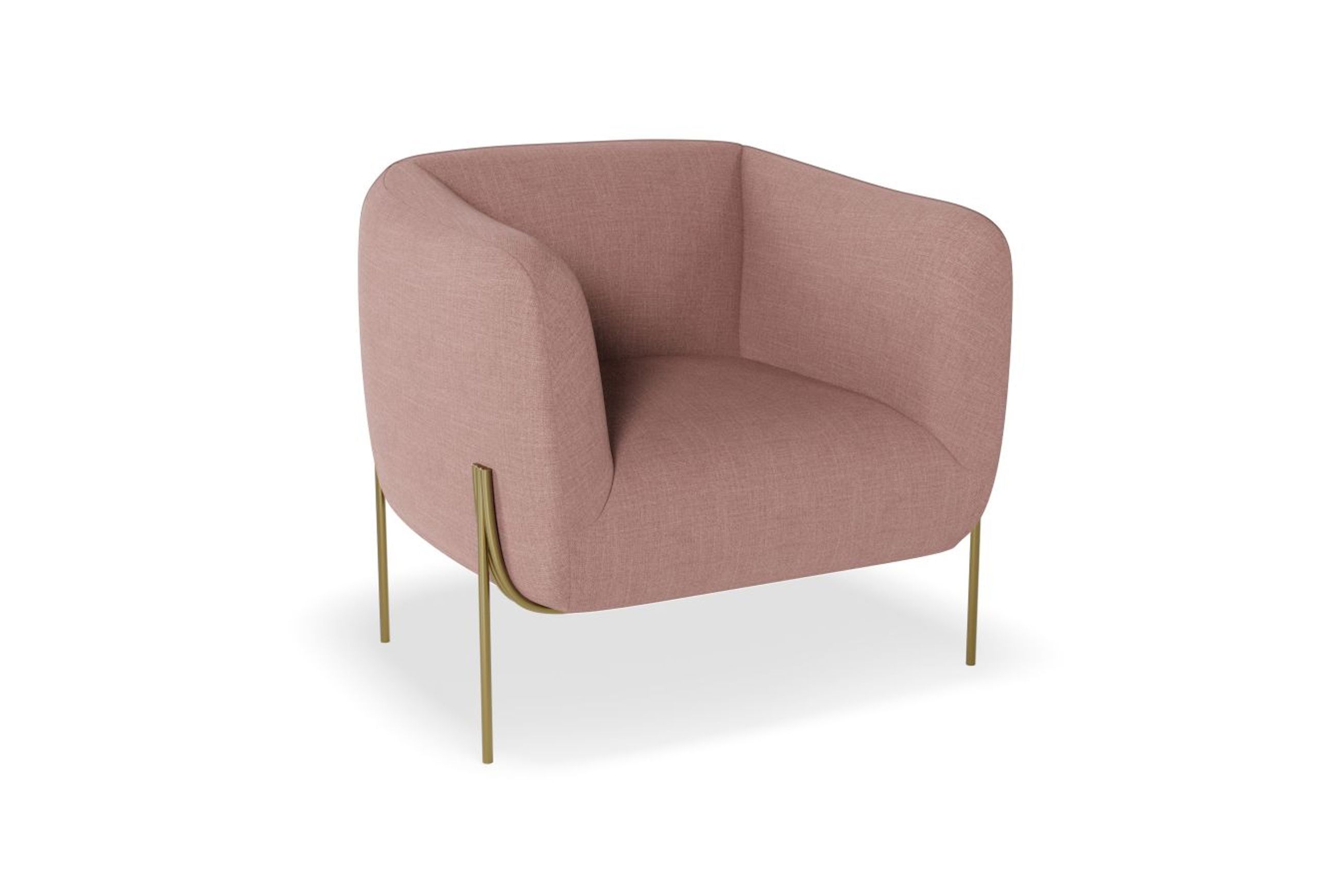 Belle Lounge Chair -Blush Pink Brushed Matt Bronze Legs