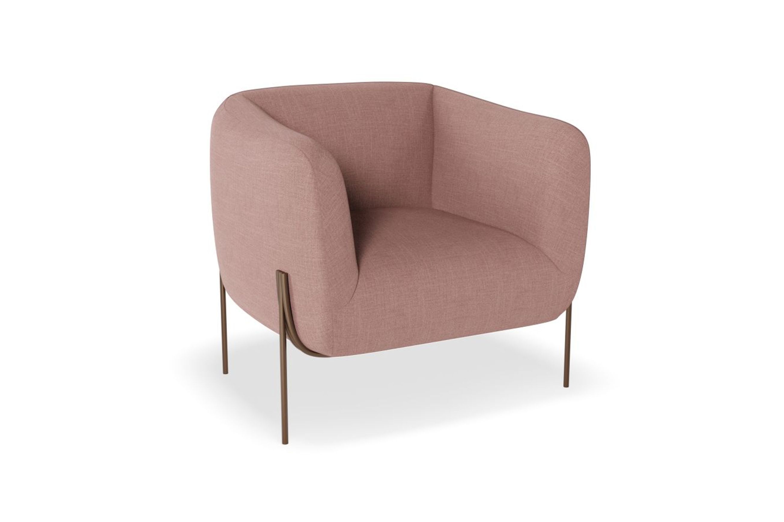 Belle Lounge Chair - Blush Pink -Brushed Matt Gold Legs