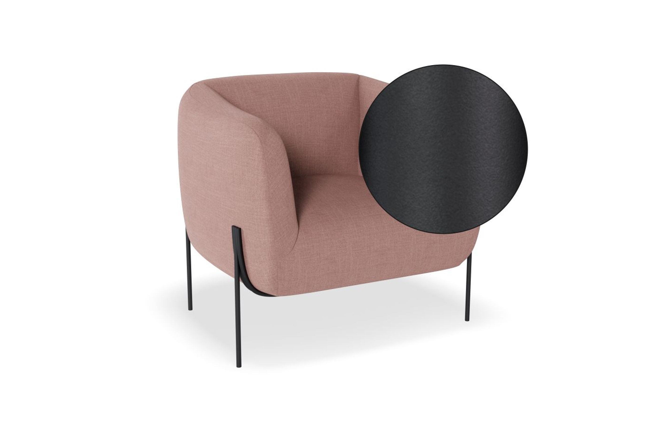 Belle Lounge Chair - Blush Pink -Brushed Matt Gold Legs