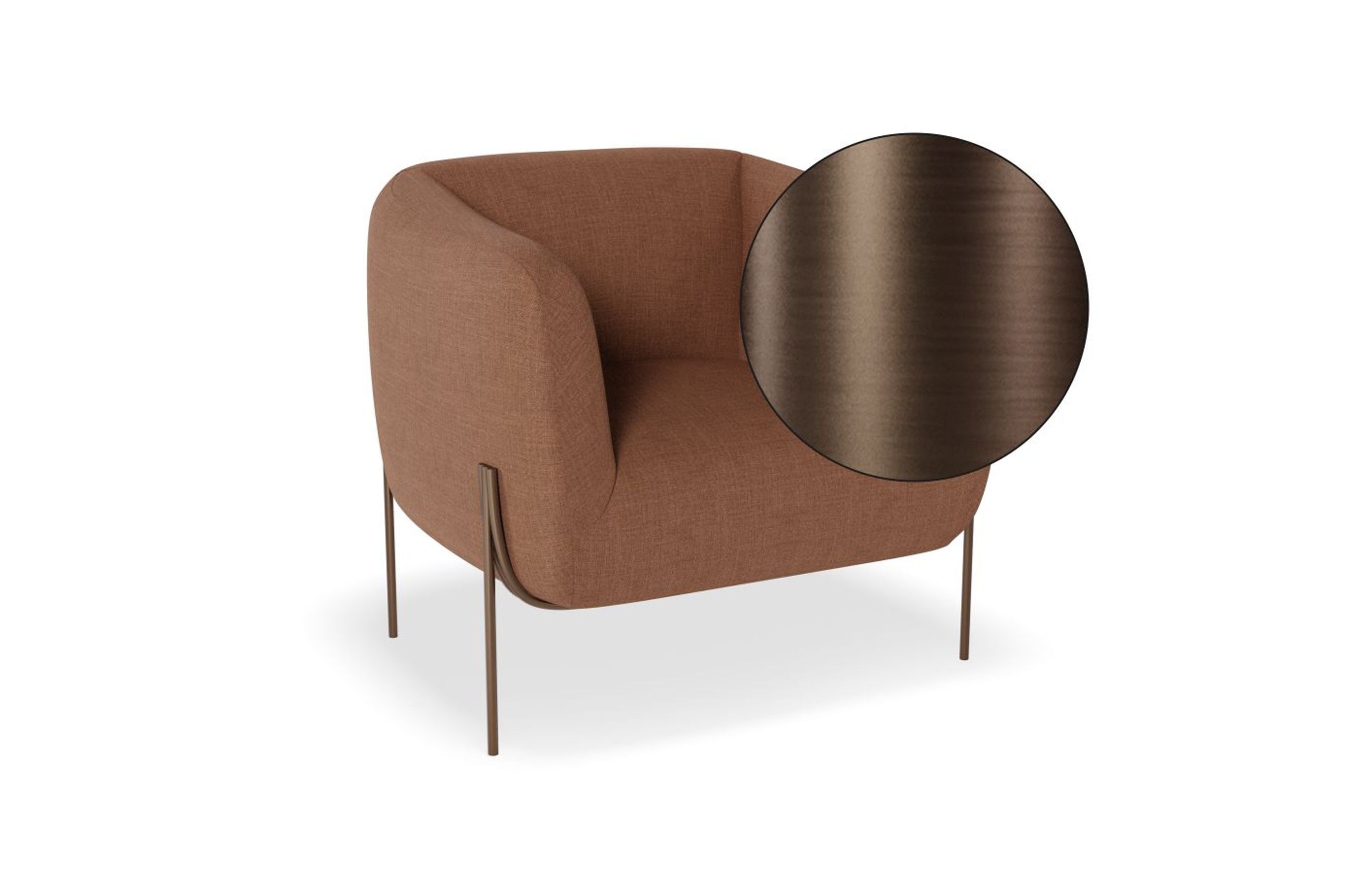 Belle Lounge Chair - Terracotta Rust - Matt Black Legs