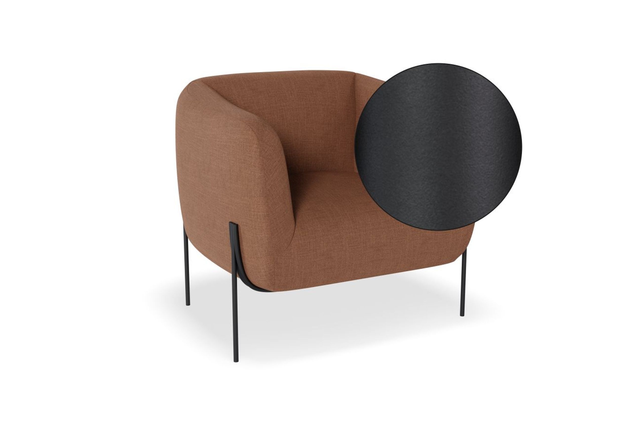 Belle Lounge Chair - Terracotta Rust - Matt Black Legs