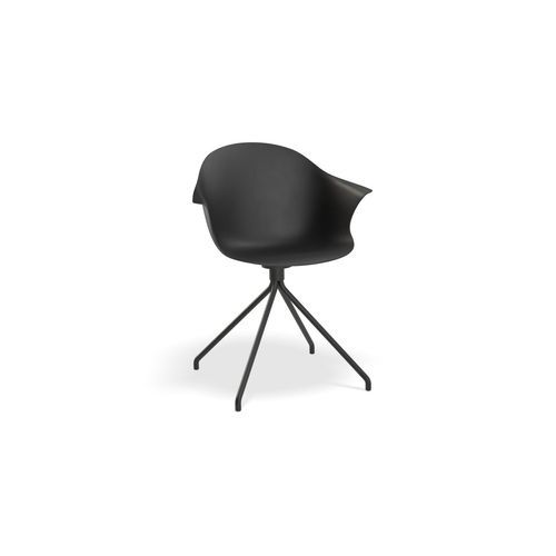 Pebble Armchair Black with Shell Seat - Swivel Base with Castors