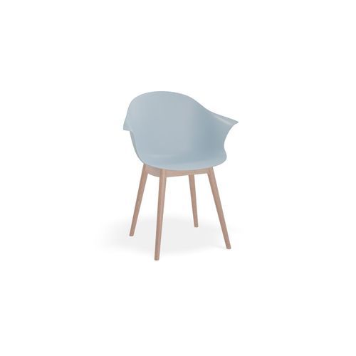 Pebble Armchair Pale Blue with Shell Seat - Natural Beechwood Base