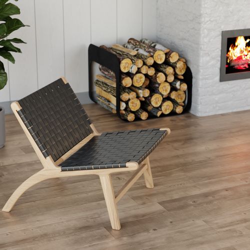 Brooklyn Lounge Chair - Woven Black Seat / Natural Frame