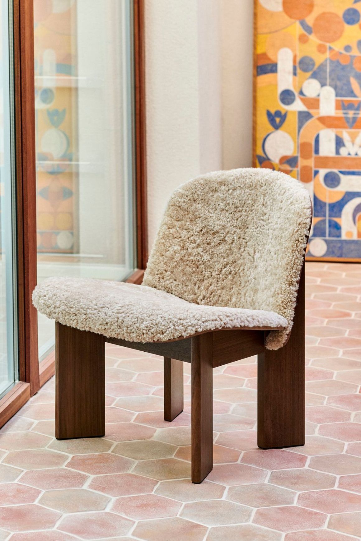 Chisel Lounge Chair Front Upholstered Walnut