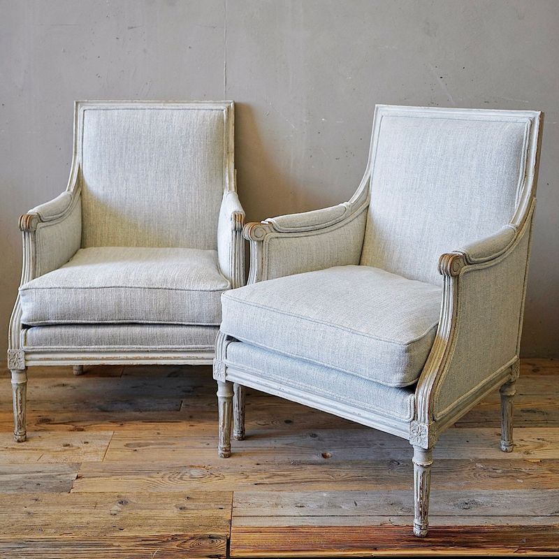 French Louis XVI Painted Armchairs (Pair)
