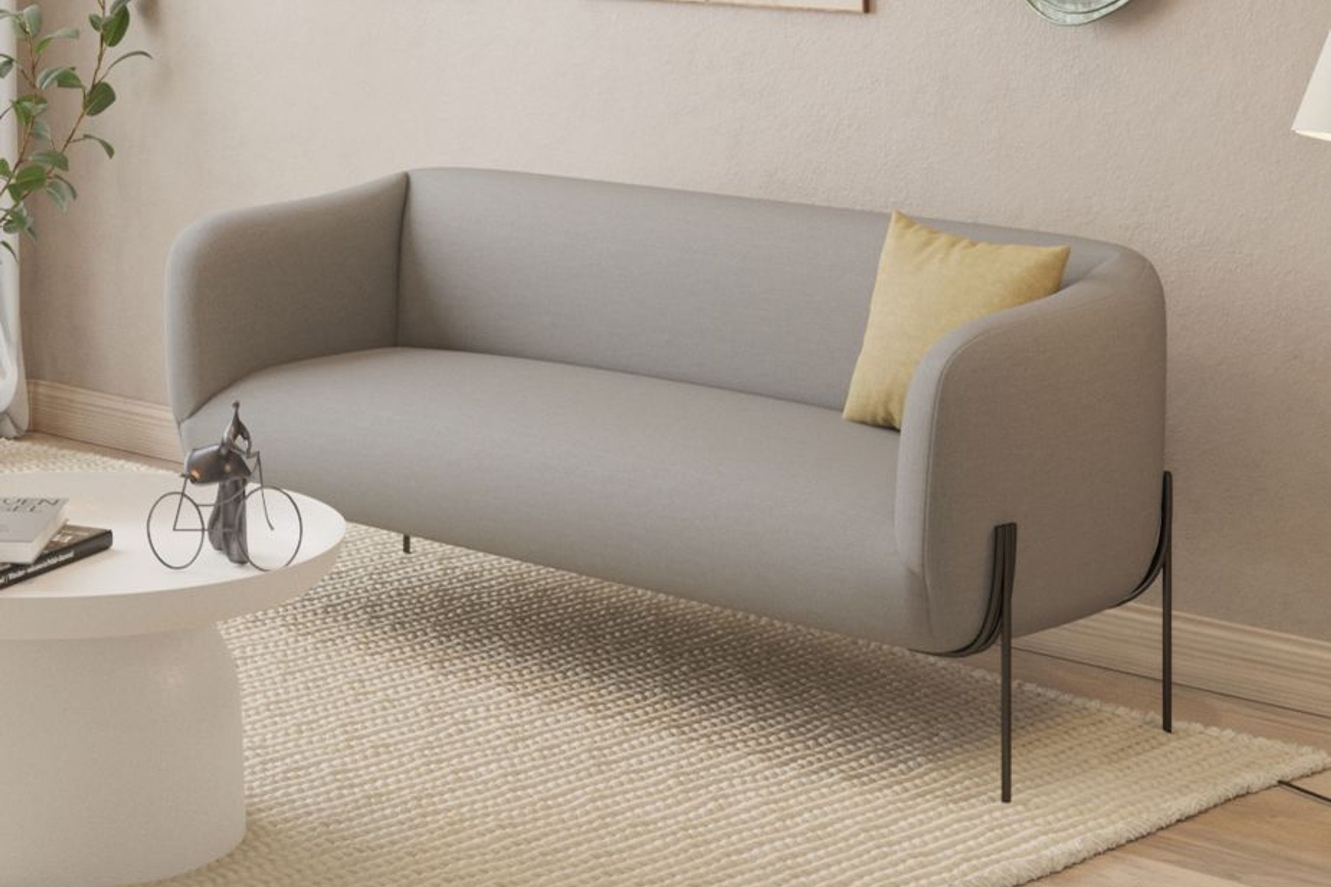Belle 2.5 Seater Sofa - Cloud Grey - Matt Black Legs