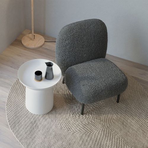 Moulon Lounge Chair - Elephant Boucle  - Matt Black Legs