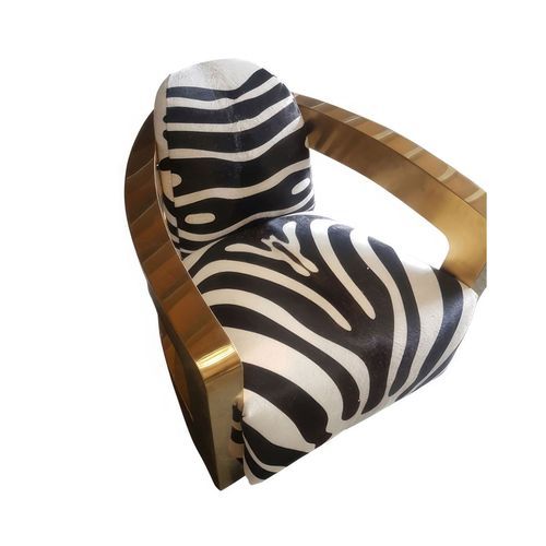 Lulu Brass and Zebra Cowhide Armchair with Brushed Brass