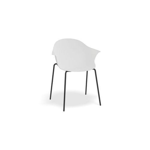 Pebble Armchair White with Shell Seat - 4 Post Base with Black Legs