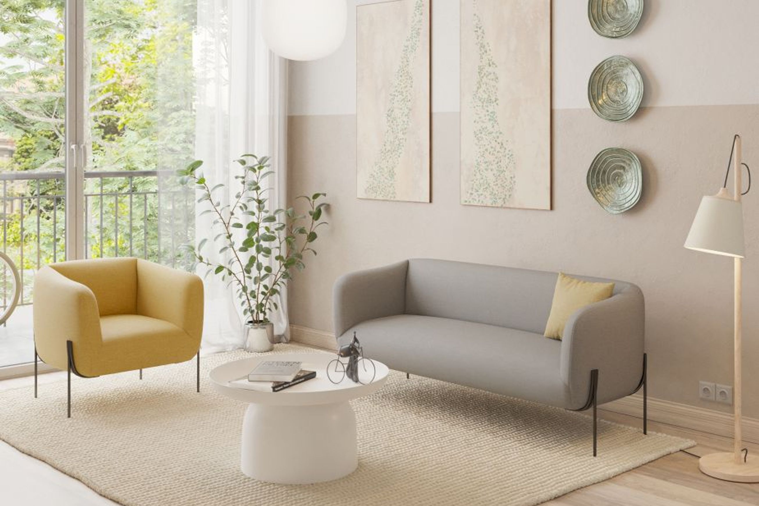 Belle Lounge Chair - Tuscan Yellow - Matt Black Legs