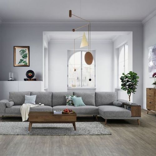 Paris Modular Sofa Series | L-Shape Extension Sofa with Right Chaise | Grey Fabric