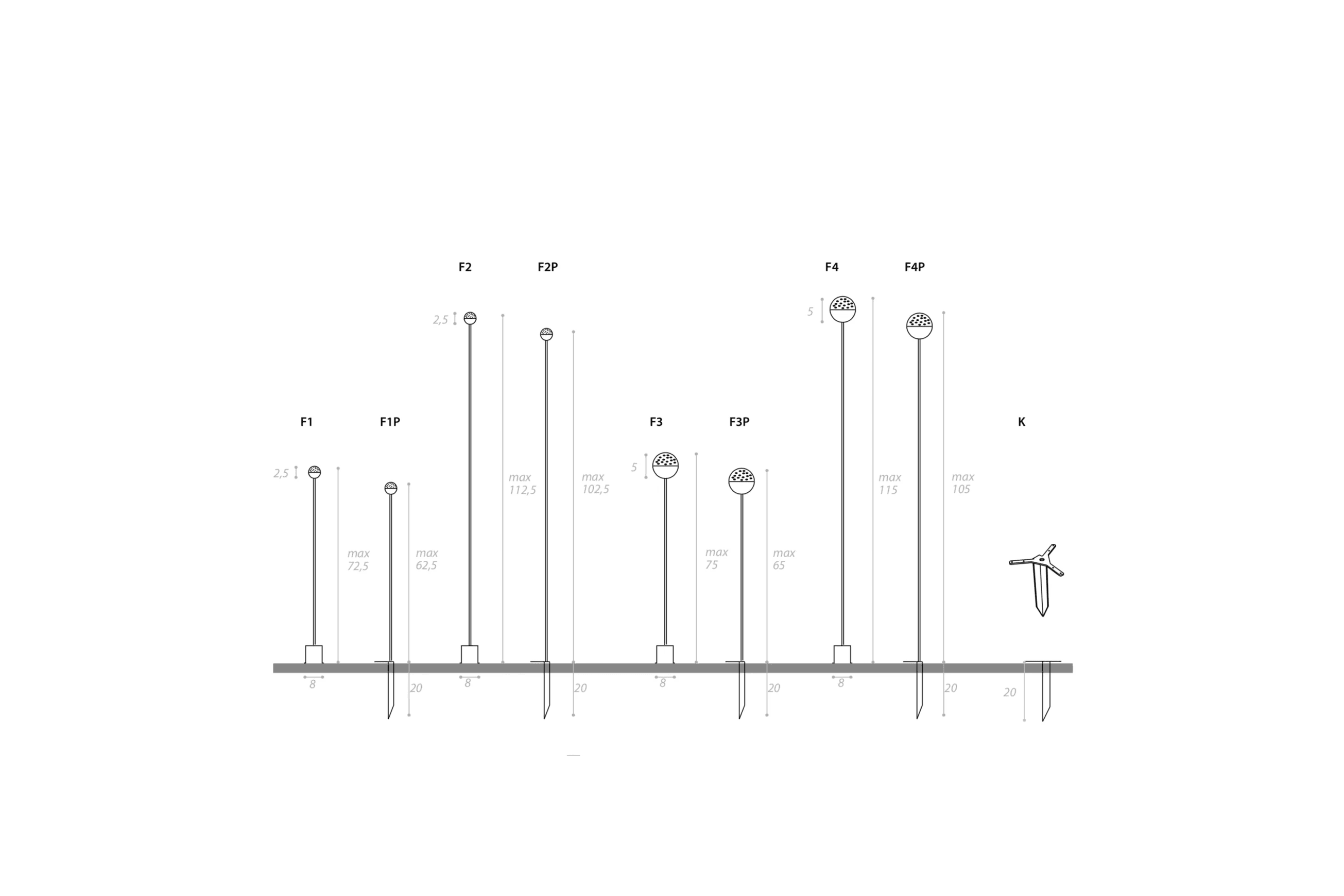 Soffio Outdoor Lighting dimensions