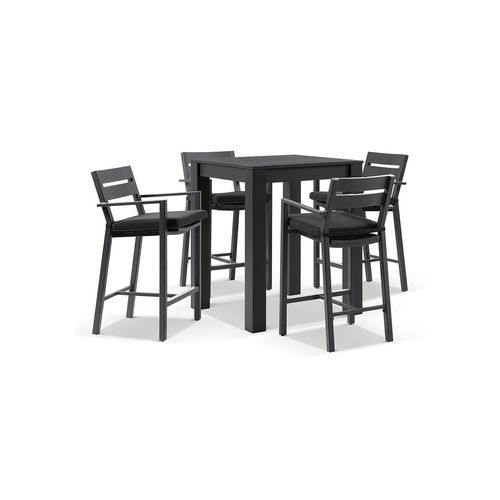 Santorini Aluminium Square Bar Table with 4 Bar Stools
