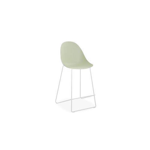 Pebble Mint Green Stool Shell Seat - Counter Stool 65cm Seat - White Base