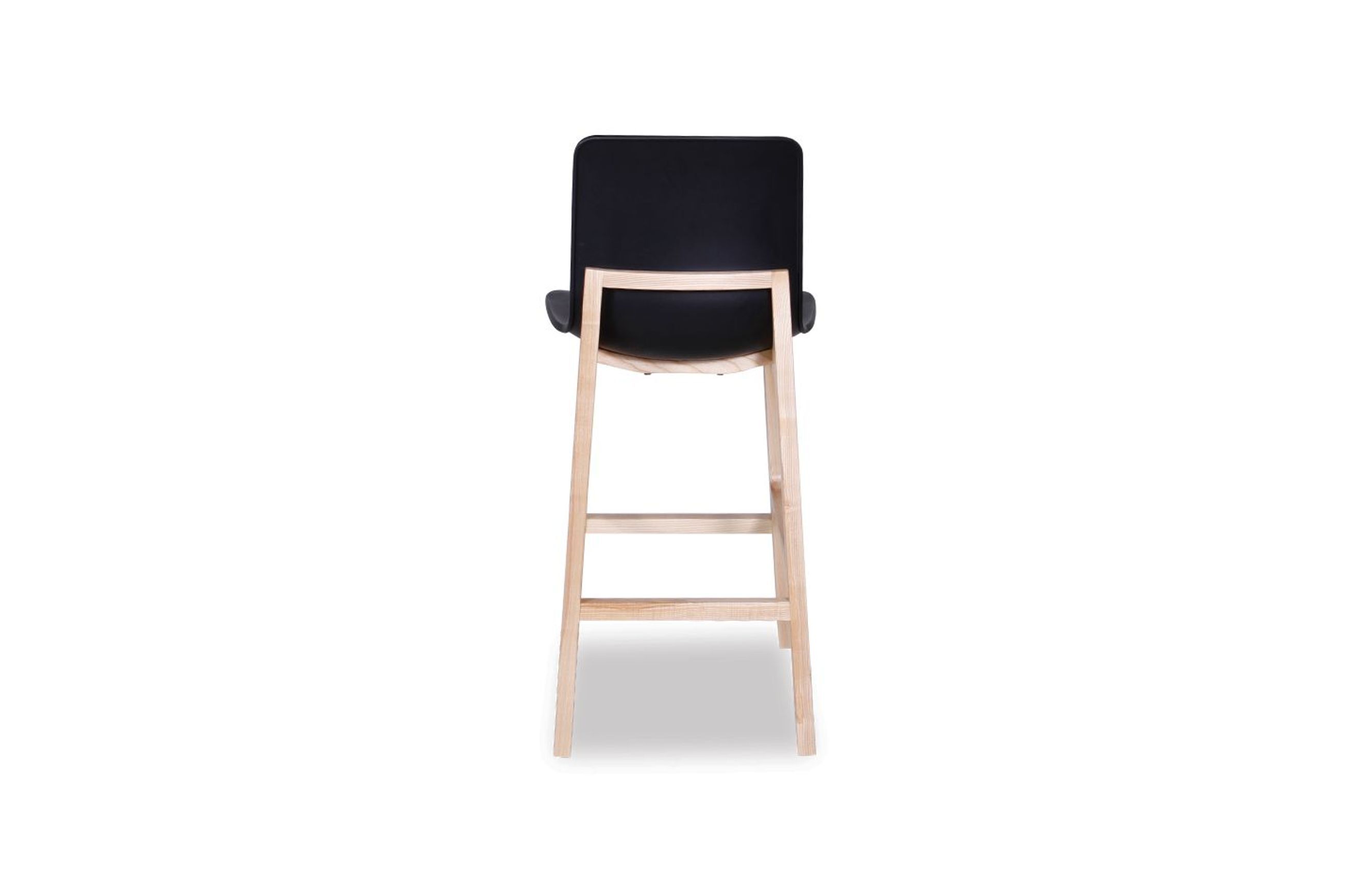 Ara Stool - Natural - Black Shell - Bar Bench Seat Height 74cm  - Black Seat - Natural Ash legs