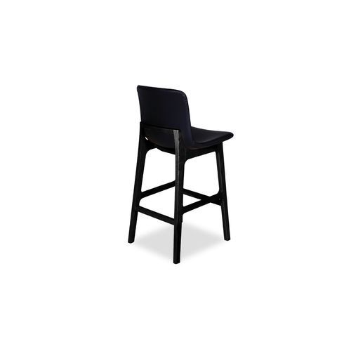 Ara Stool - Black - Black Pad - Kitchen Bench Seat Height 66cm  - Black Seat - Black Ash legs