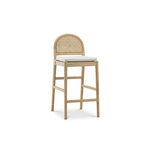 Estelle Rattan Arch Barstool | Cream Bouclé & Natural