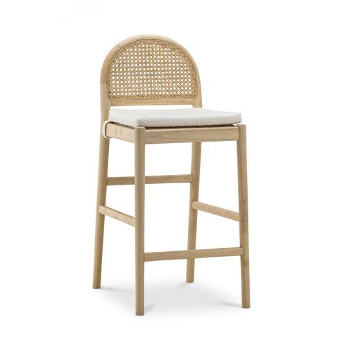 Estelle Rattan Arch Barstool | Cream Bouclé & Natural