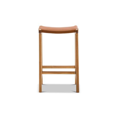 Casey 67cm Flat Leather Barstool | Coco Tan