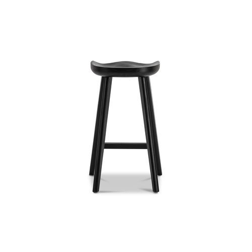 Moku Solid Ashwood Oak Tractor Seat Barstool | Set of 2 | Black