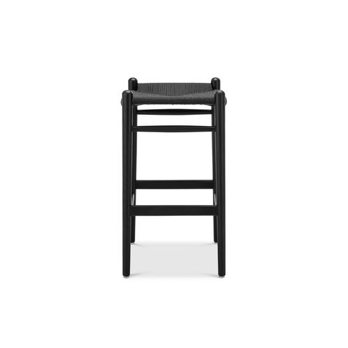 Arche Solid Ashwood Woven Cord Barstool | Black