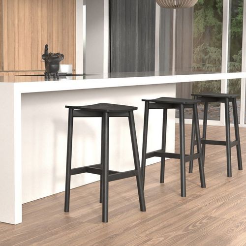 Andi Stool - Black - Backless - 66cm Seat Height (Kitchen Bench height)