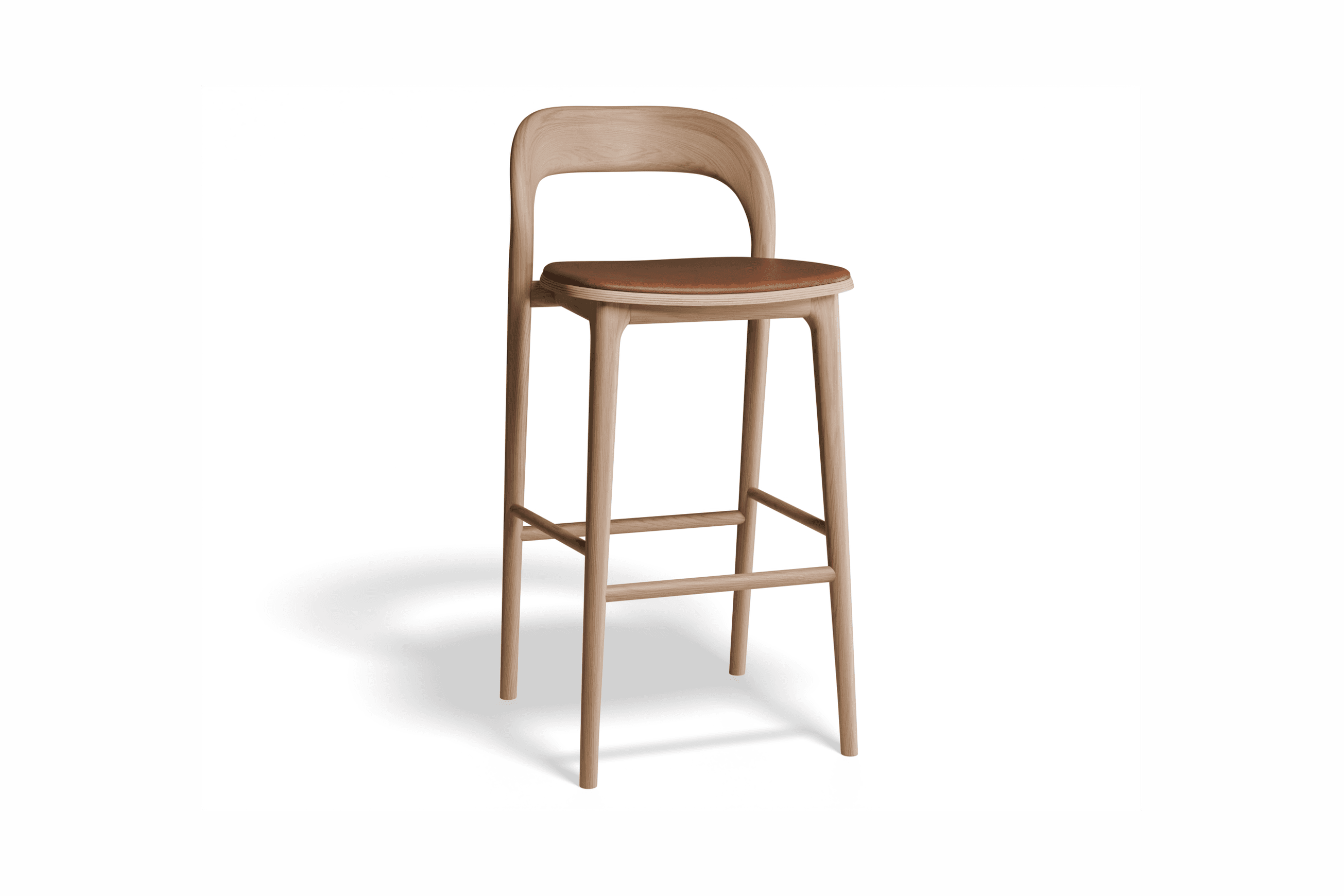 Mia Stool - Natural with Vegan Leather Seat Pad