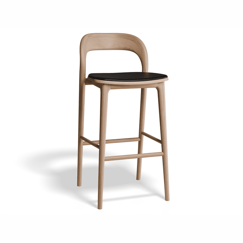 Mia Stool - Natural with Vegan Leather Seat Pad