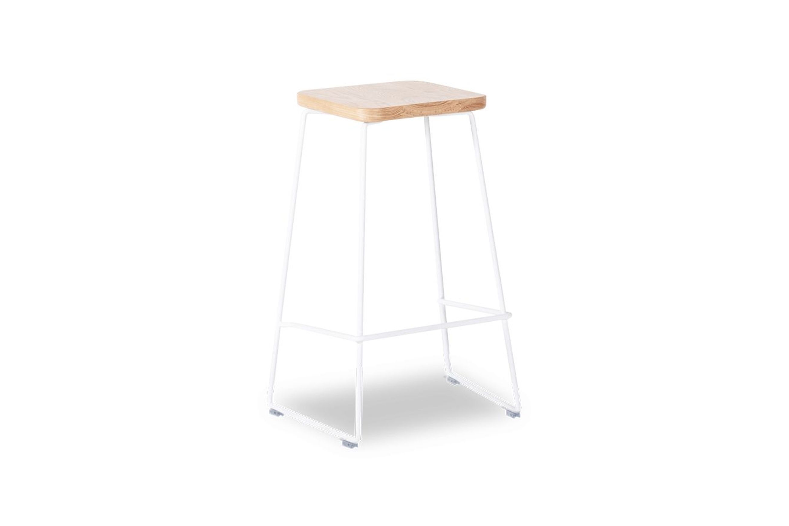Hugo Bar Stool - White - Natural Seat - 68cm Square