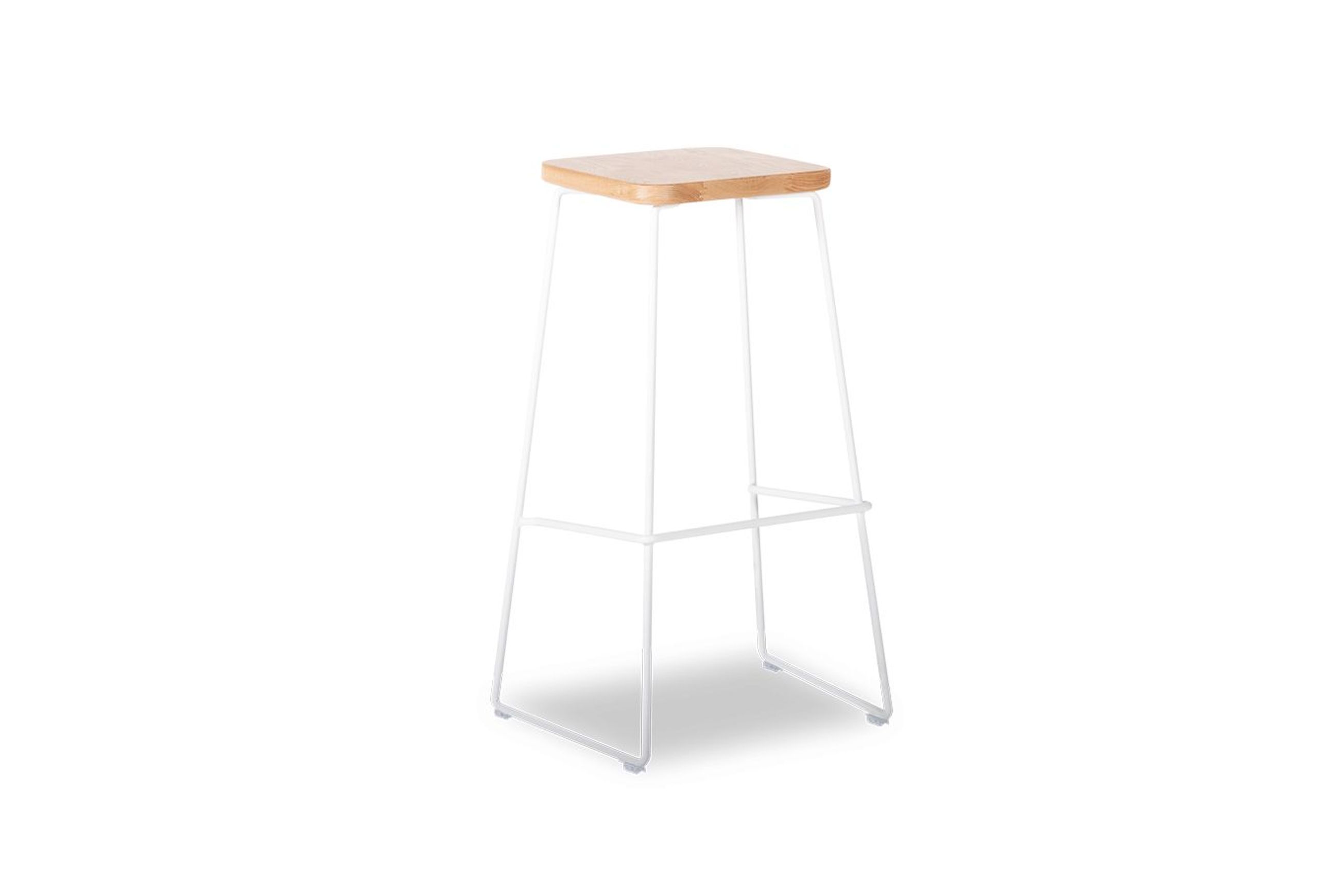 Hugo Bar Stool - White - Natural Seat - 68cm Round