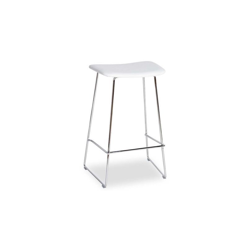 Winnie Stool - Chrome - White Leather - 76cm Bar Height