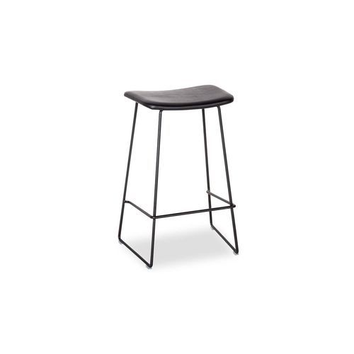 Winnie Stool -  Black Leather  - 66cm (Kitchen Bench Height)