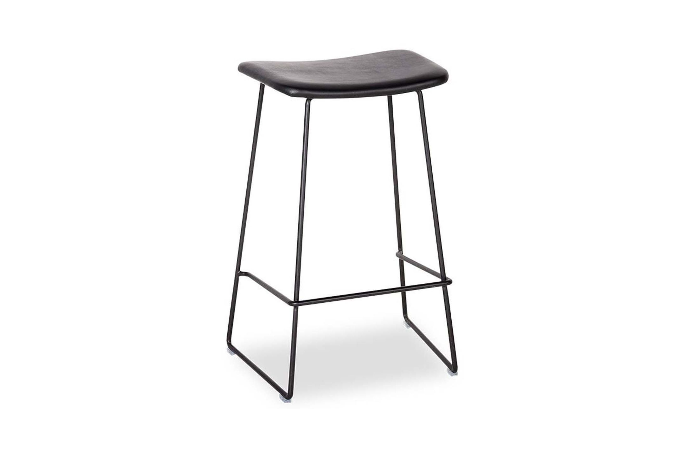 Winnie Stool -  Black Leather  - 66cm (Kitchen Bench Height)