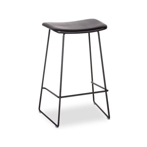 Winnie Stool -  Black Leather  - 76cm Bench Height