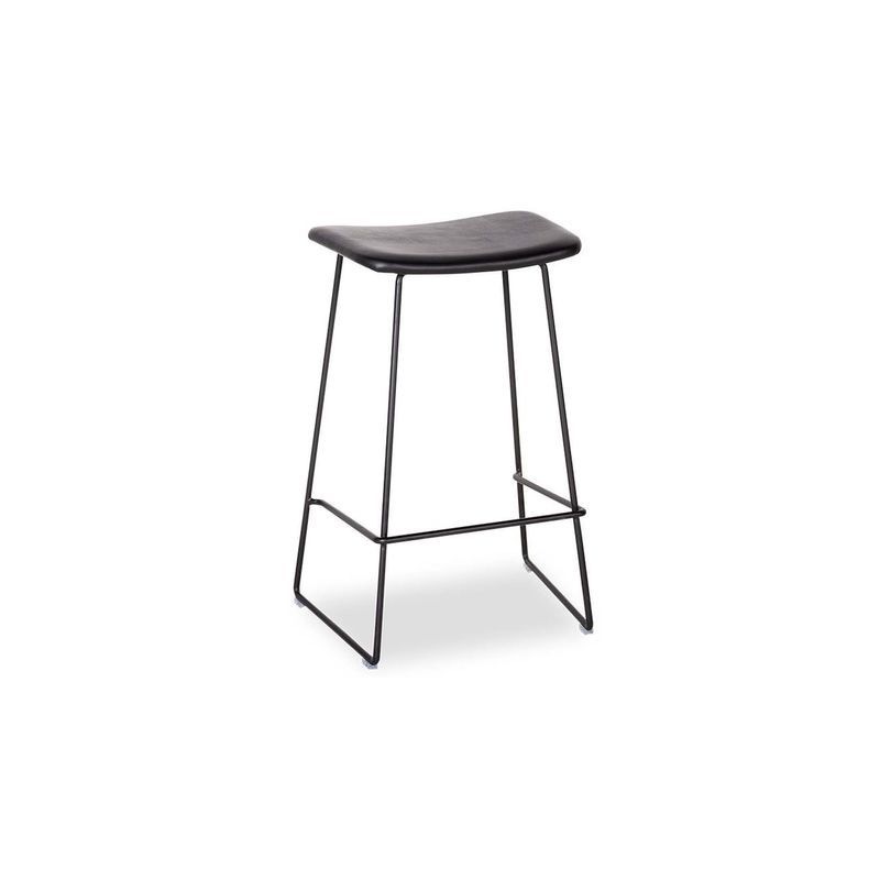Winnie Stool -  Black Leather  - 76cm Bench Height