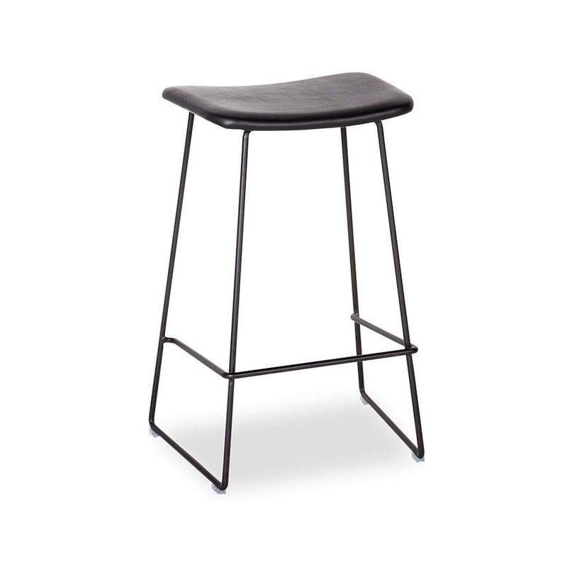 Winnie Stool -  Black Leather  - 76cm Bench Height
