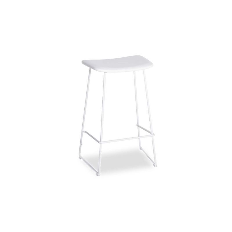 Winnie Stool White Leather - 66cm Kitchen Bench Height