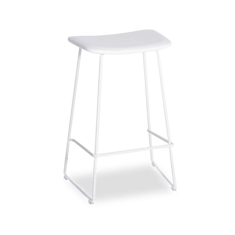 Winnie Stool White Leather - 66cm Kitchen Bench Height