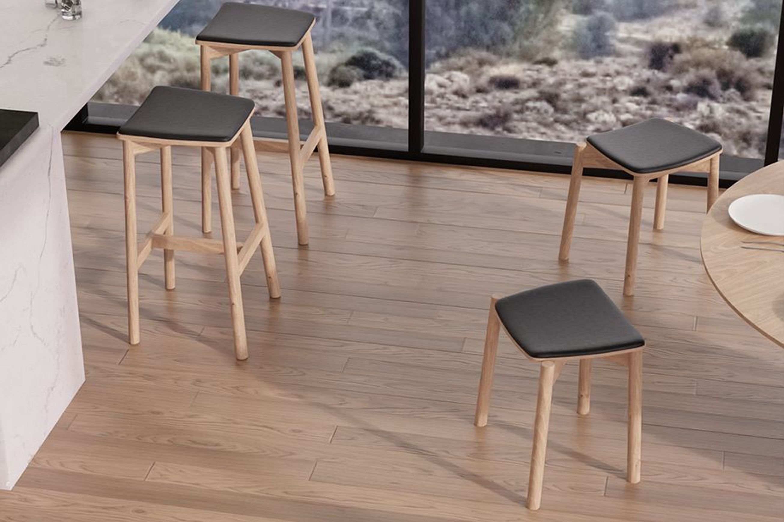 Andi Low Stool with Pad 45cm