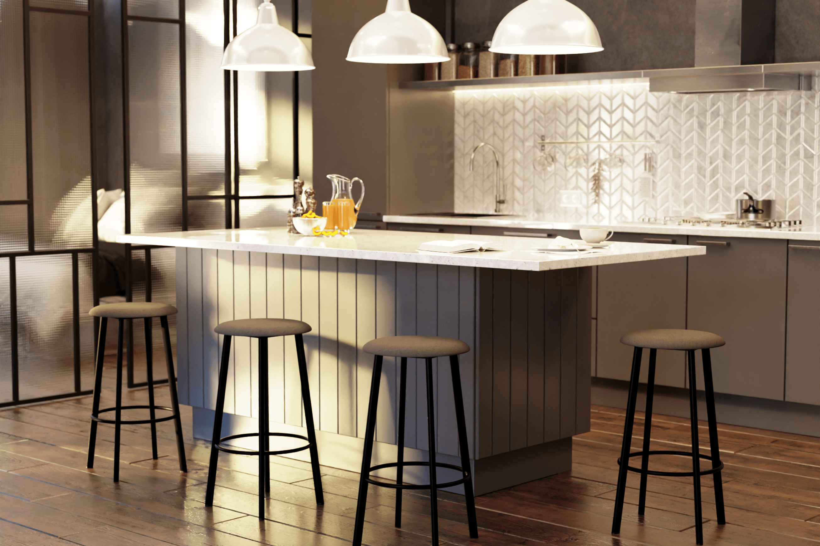 Atlas Bar Stool - Black with Fabric Pad Options