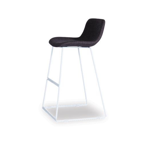 Umbria Stool - White - Charcoal Fabric  - 69cm Kitchen Bench Height