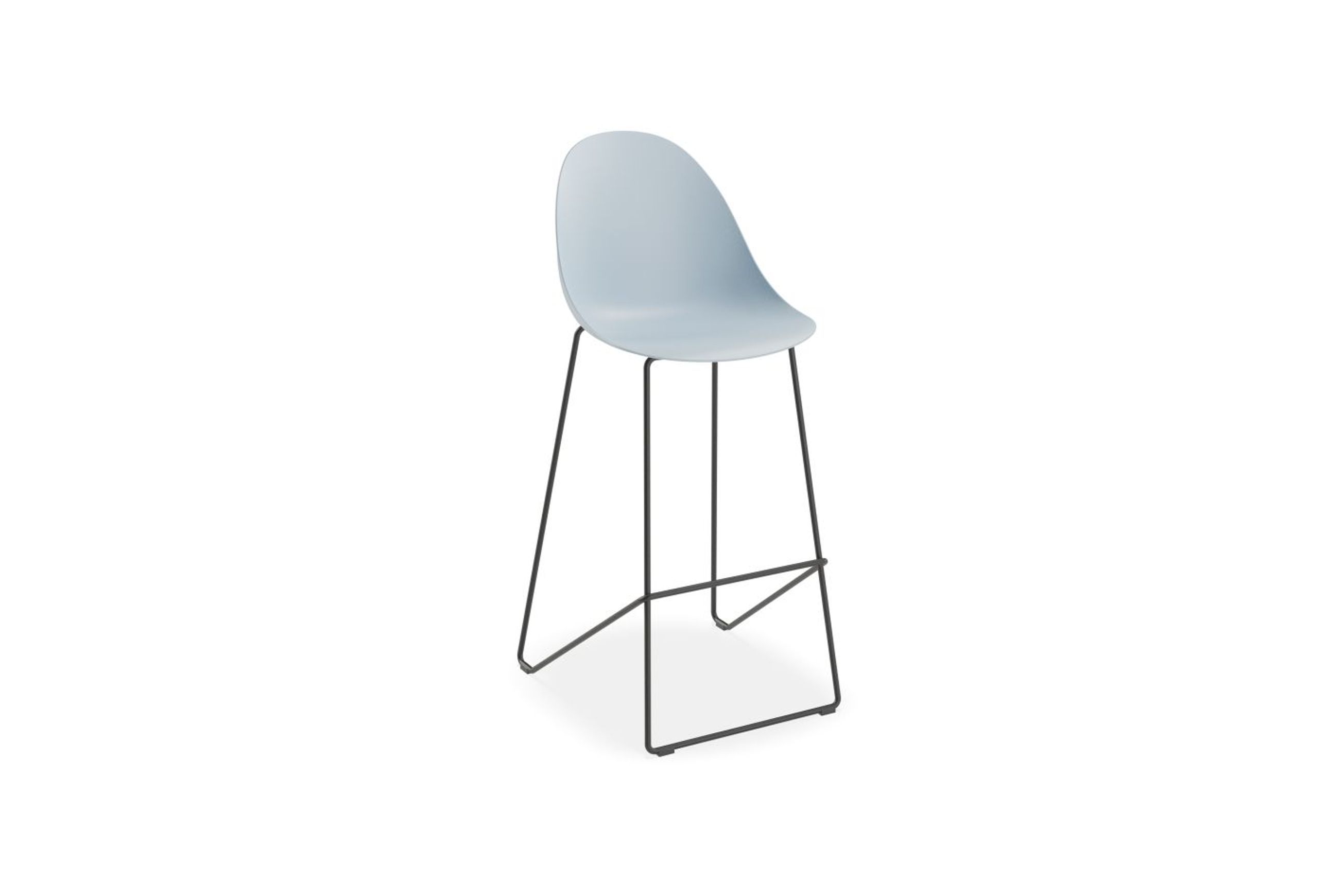 Pebble Blue Stool Shell Seat - Bar Stool 75cm Seat - Black Base