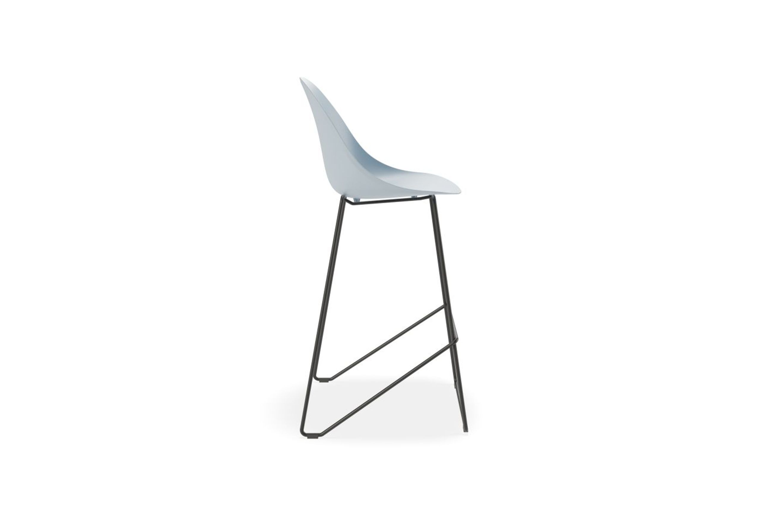 Pebble Blue Stool Shell Seat - Bar Stool 75cm Seat - White Base